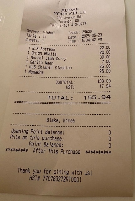 The bill at Adrak