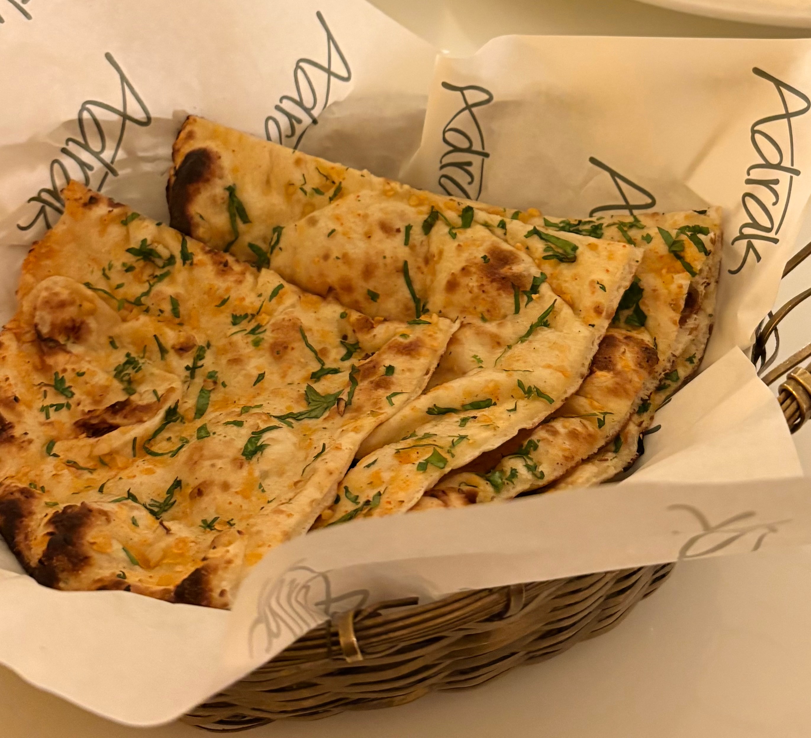 Garlic naan at Adrak
