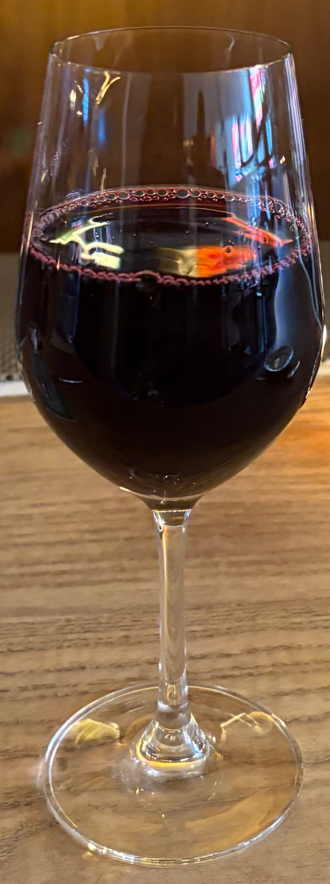 A glass of red wine at Jamil's Chaat House